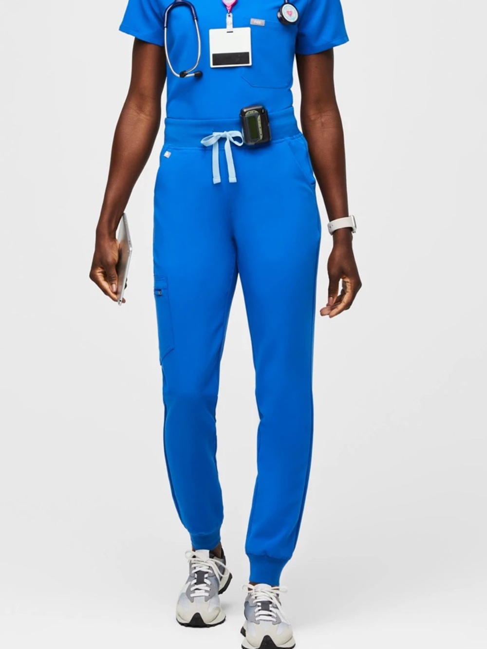 Figs Zamora High Rise Jogger Scrub Pants Royal Blue L